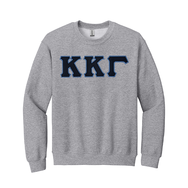 Kappa Kappa Gamma Sorority Sewn on Greek Letter Gildan Crewneck Sweatshirt.