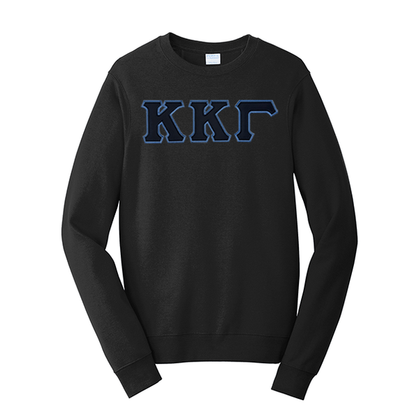 Premium Kappa Kappa Gamma Sorority Satin Stitch Sewn on Greek Letter Fan Favorite Port and Company Crewneck Sweatshirt