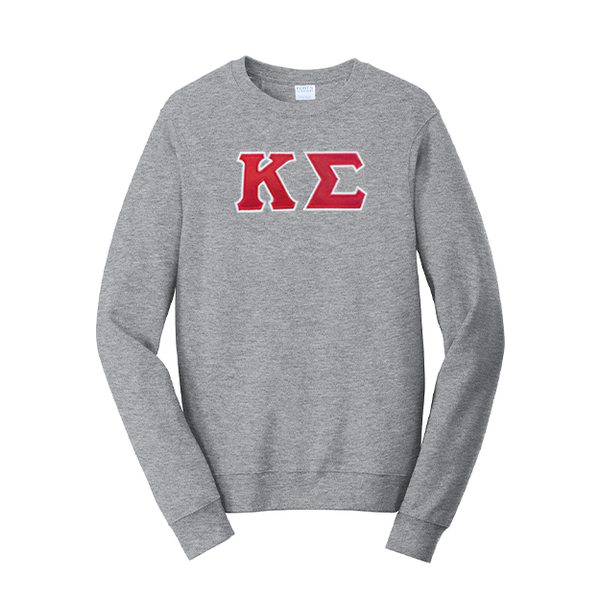 Premium Kappa Sigma Satin Stitch Sewn on Greek Letter Fan Favorite Port and Company Crewneck Sweatshirt