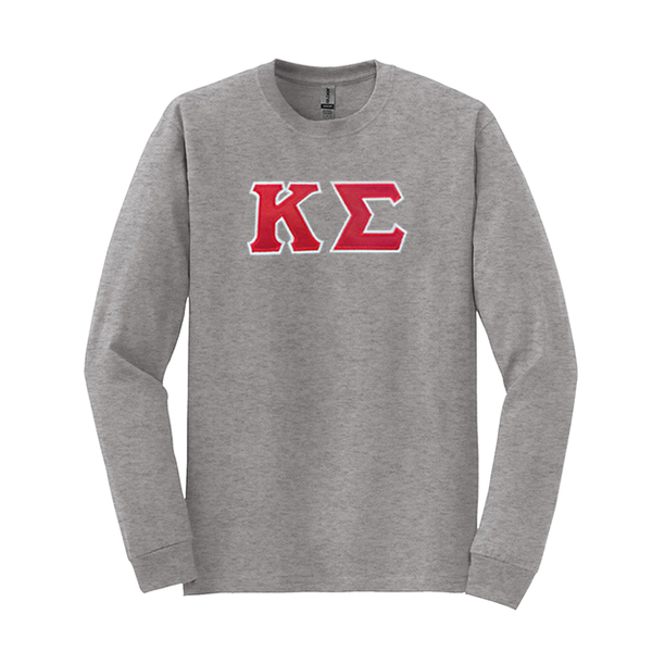 Kappa Sigma Fraternity Sewn on Greek Letter Gildan Long Sleeve T-shirt