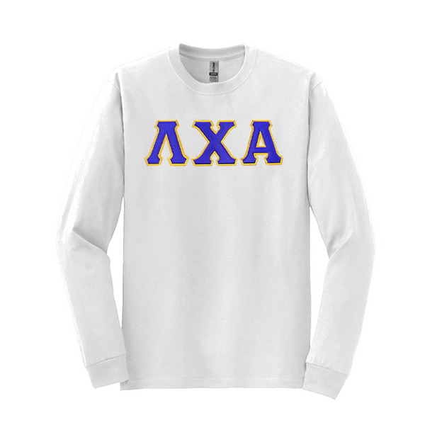 Lambda Chi Alpha Fraternity Sewn on Greek Letter Gildan Long Sleeve T-shirt