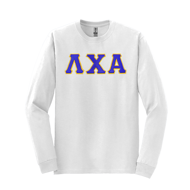 Lambda Chi Alpha Fraternity Sewn on Greek Letter Gildan Long Sleeve T-shirt