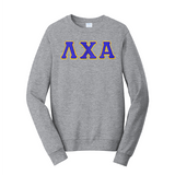 Premium Lambda Chi Alpha Satin Stitch Sewn on Greek Letter Fan Favorite Port and Company Crewneck Sweatshirt
