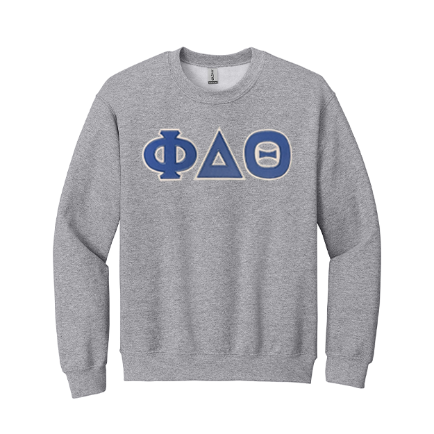 Phi Delta Theta Fraternity Sewn on Greek Letter Gildan Crewneck Sweatshirt