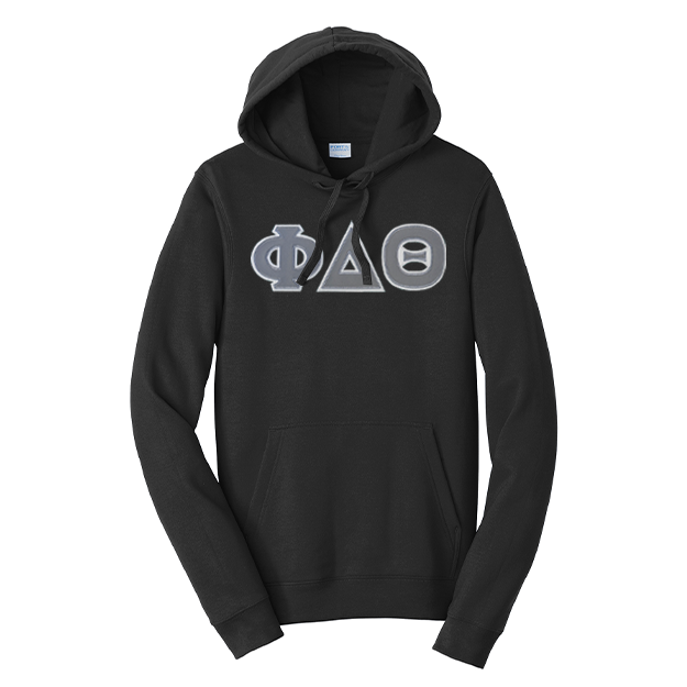 Premium Phi Delta Theta Fraternity Satin Stitch Sewn on Greek Letter Fan Favorite Port and Company Hoodie