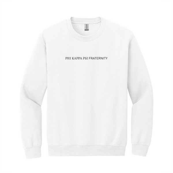 Display your Phi Kappa Psi identity with pride in this polished style Gildan crewneck sweatshirt. It features your esteemed ΦΚΨ wordmark expertly embroidered on the center chest in black.