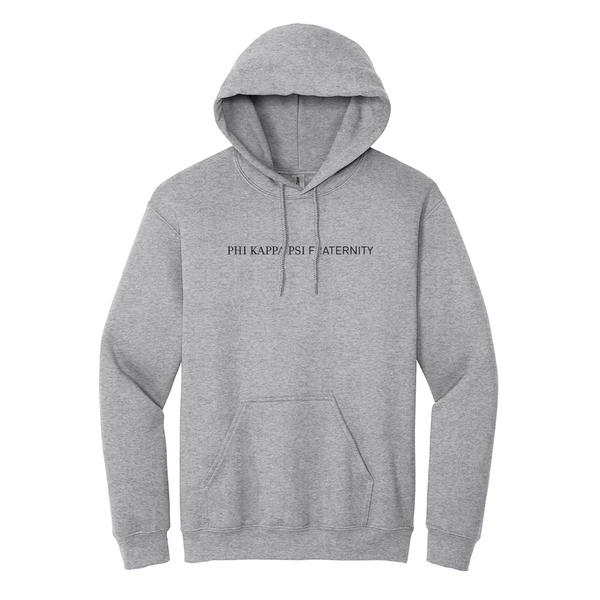 Display your Phi Kappa Psi identity with pride in this polished style Gildan hoodie. It features your esteemed ΦΚΨ Wordmark expertly embroidered on the center chest in black.