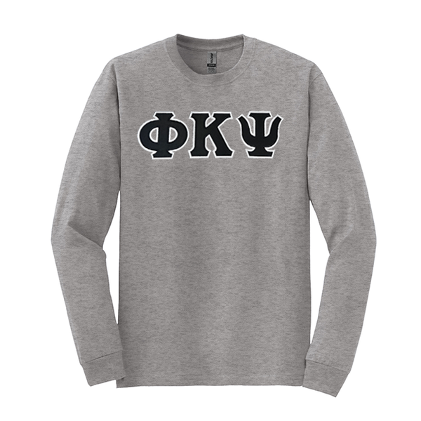 Phi Kappa Psi Fraternity Sewn on Greek Letter Gildan Long Sleeve T-shirt