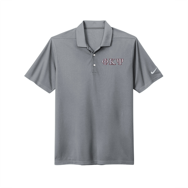 Display your Phi Kappa Psi brotherhood with this quality embroidered Nike polo. Your distinguished ΦΚΨ Greek letters are finely stitched on the left chest for a classic and honorable presentation