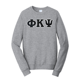 Premium Phi Kappa Psi Satin Stitch Sewn on Greek Letter Fan Favorite Port and Company Crewneck Sweatshirt