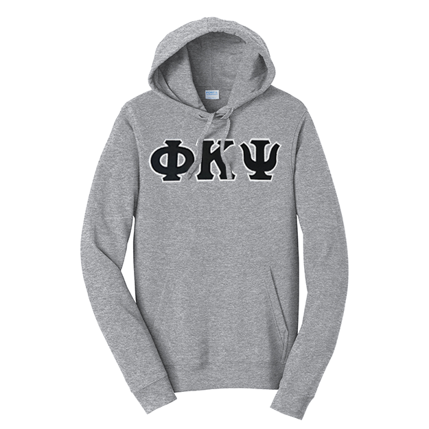 Premium Phi Kappa Psi Fraternity Satin Stitch Sewn on Greek Letter Fan Favorite Port and Company Hoodie