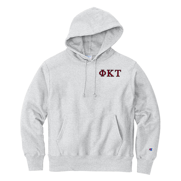 Phi Kappa Tau Fraternity Champion Reverse Weave Embroidered Greek Letter Hoodie