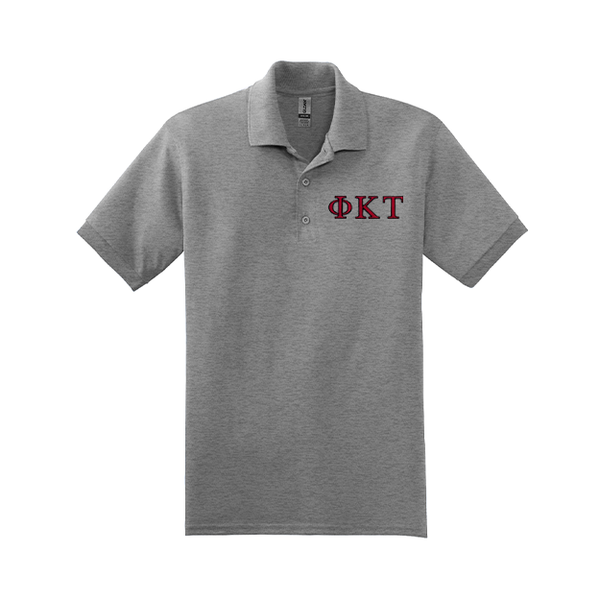 Phi Kappa Tau Fraternity Embroidered Greek Letter Gildan Polo