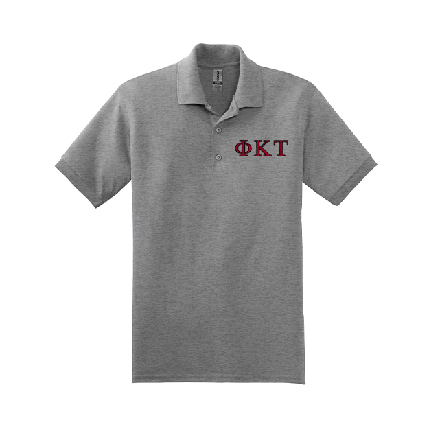 Phi Kappa Tau Fraternity Embroidered Greek Letter Gildan Polo