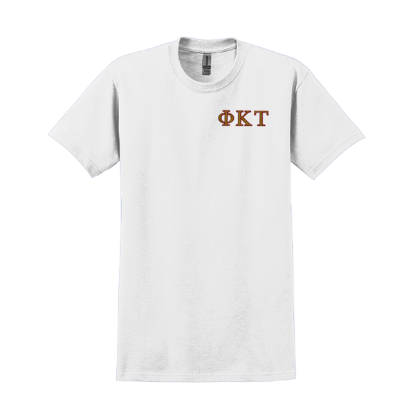 Phi Kappa Tau Fraternity Embroidered Greek Letter Gildan T-shirt