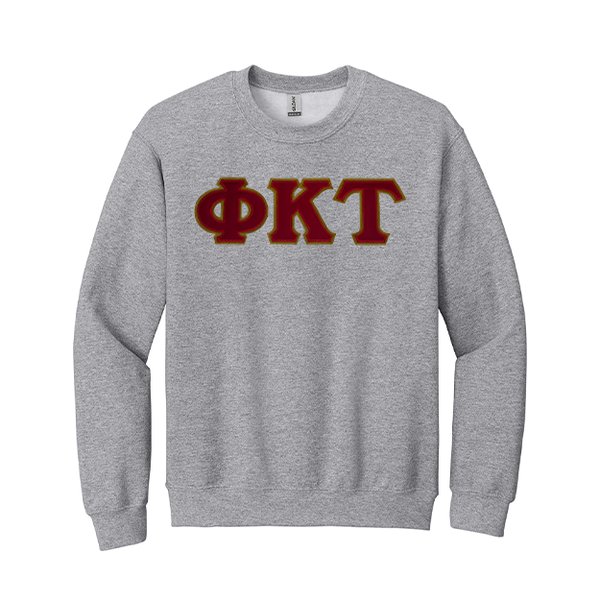 Phi Kappa Tau Fraternity Embroidered Greek Letter Gildan Crewneck Sweatshirt.