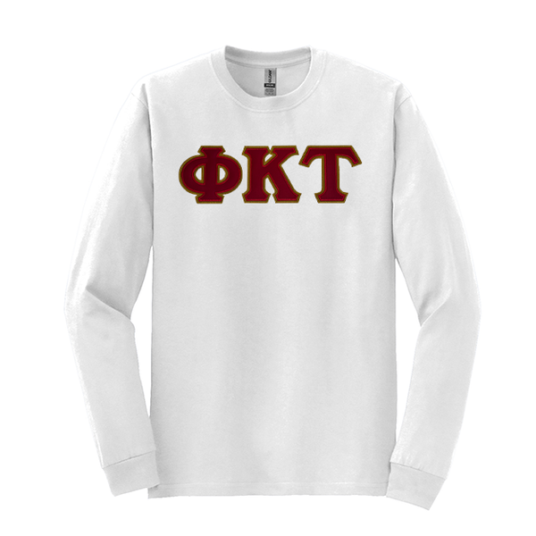 Phi Kappa Tau Fraternity Sewn on Greek Letter Gildan Long Sleeve T-shirt