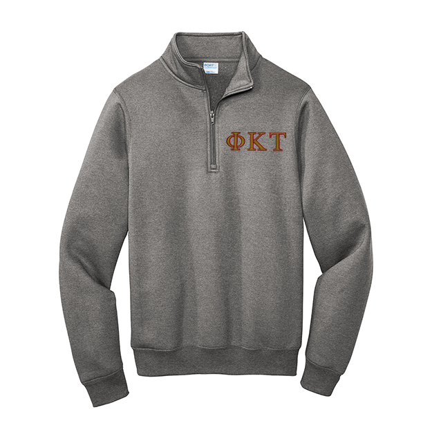 Phi Kappa Tau Fraternity Port Authority Quarter Zip With Embroidered Greek Letters