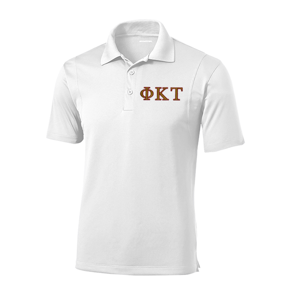 Phi Kappa Tau Fraternity Embroidered Greek Letter Sport-Tek Micropique Polo