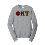 Premium Phi Kappa Tau Satin Stitch Sewn on Greek Letter Fan Favorite Port and Company Crewneck Sweatshirt