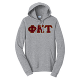 Premium Phi Kappa Tau Fraternity Satin Stitch Sewn on Greek Letter Fan Favorite Port and Company Hoodie