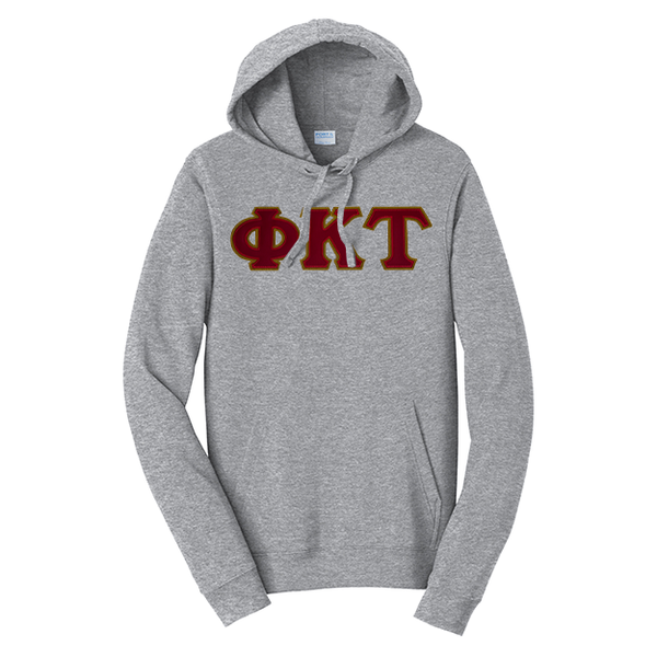 Premium Phi Kappa Tau Fraternity Satin Stitch Sewn on Greek Letter Fan Favorite Port and Company Hoodie