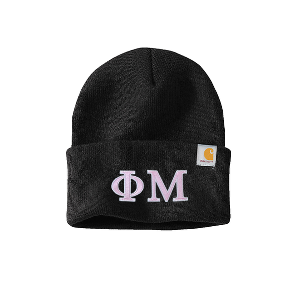 Phi Mu Sorority Embroidered Greek letters Carhartt Watch Cap