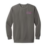 Phi Mu Sorority Comfort Colors Embroidered Greek Letter Crewneck Sweatshirt
