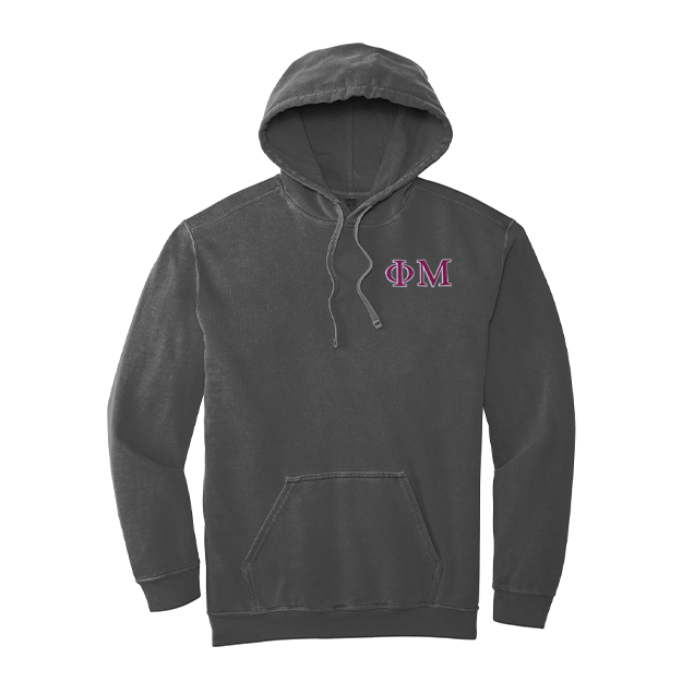 Phi Mu Sorority Comfort Colors Embroidered Greek Letter Hooded Sweatshirt