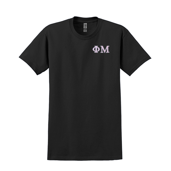 Phi Mu Sorority Embroidered Greek Letter Gildan T-shirt