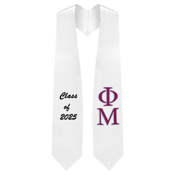 Phi Mu Sorority Embroidered Graduation Stole
