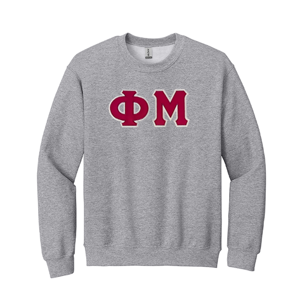 Phi Mu Sorority Sewn on Greek Letter Gildan Crewneck Sweatshirt