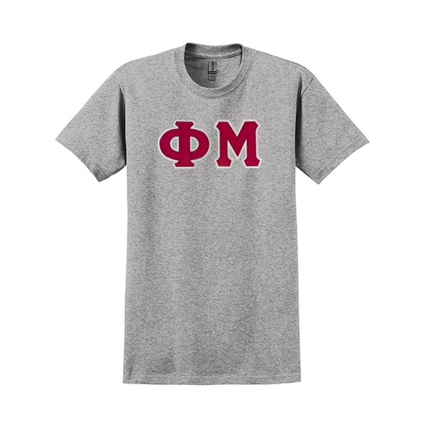 Phi Mu Sorority Sewn on Greek Letter Gildan T-shirt
