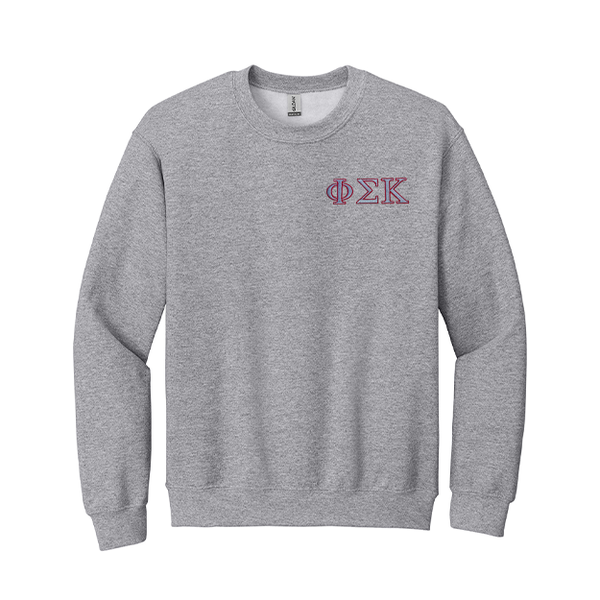 Phi Sigma Kappa Fraternity Embroidered Greek Letter Gildan Crewneck Sweatshirt