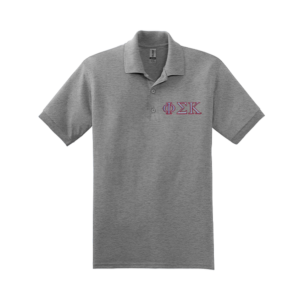 Phi Sigma Kappa Fraternity Embroidered Greek Letter Gildan Polo