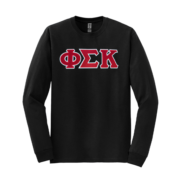 Phi Sigma Kappa Fraternity Sewn on Greek Letter Gildan Long Sleeve T-shirt