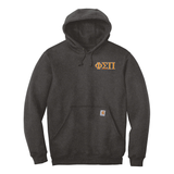 Represent your Phi Sigma Pi affiliation with this sharp Carhartt Midweight Hooded Sweatshirt, showcasing small embroidered Greek letters. Your distinguished ΦΣΠ Greek letters will be neatly embroidered for a polished look. 