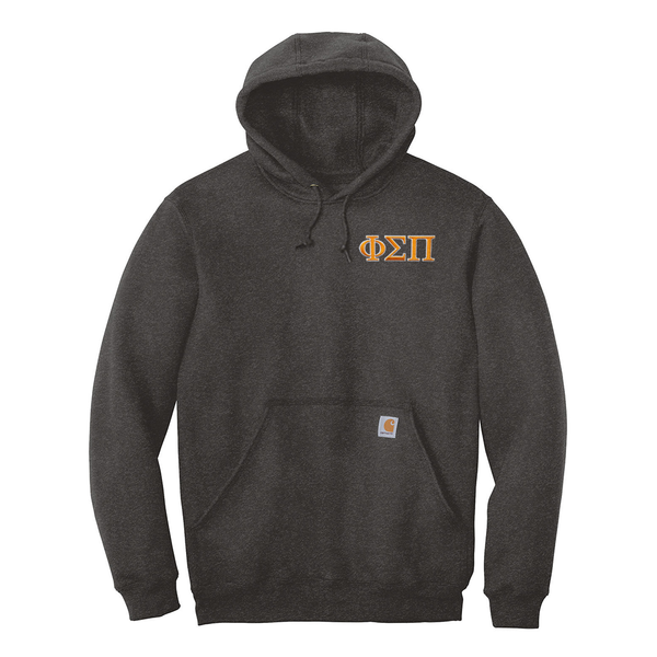 Represent your Phi Sigma Pi affiliation with this sharp Carhartt Midweight Hooded Sweatshirt, showcasing small embroidered Greek letters. Your distinguished ΦΣΠ Greek letters will be neatly embroidered for a polished look. 