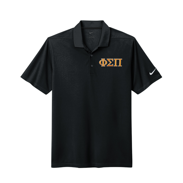 Represent your Phi Sigma Pi affiliation with this sharp embroidered Nike polo. Your distinguished ΦΣΠ Greek letters are finely embroidered on the left chest for a polished, lasting look.