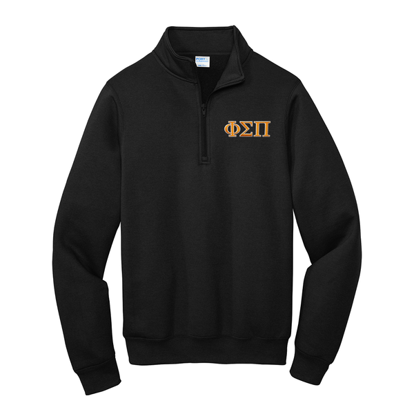 Represent your Phi Sigma Pi affiliation with this sharp Port &amp; Company Quarter Zip sweatshirt, showcasing classic embroidered Greek letters. Your distinguished ΦΣΠ Greek letters are neatly embroidered.