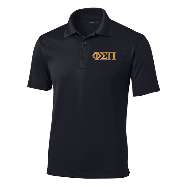 Represent your Phi Sigma Pi affiliation with this sharp embroidered Sport-Tek Micropique Polo. Your distinguished ΦΣΠ Greek letters are finely embroidered on the left chest for a polished look. Customize this polo by choosing its color and Greek letter embroidery colors.