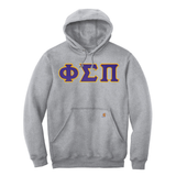 Represent your Phi Sigma Pi affiliation with this sharp Carhartt Midweight Hooded Sweatshirt. Your ΦΣΠ Greek letters are sewn on with high-quality satin stitching for a polished, and premium appearance.