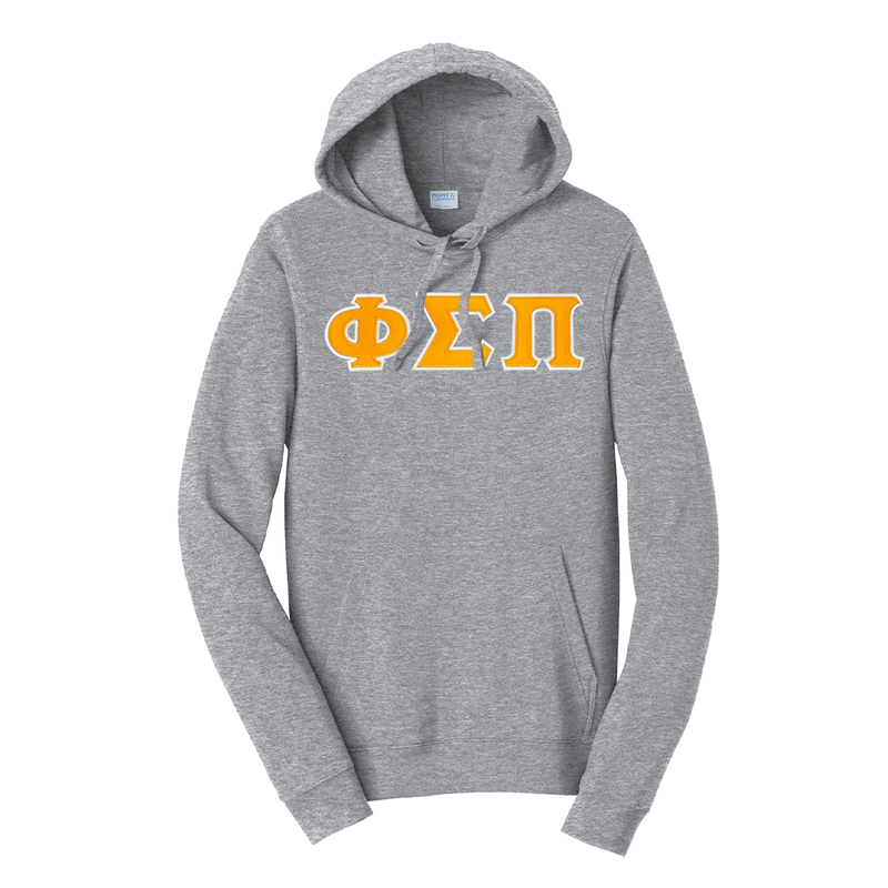 Represent your Phi Sigma Pi fraternity in this premium Fan Favorite Port &amp; Company hooded sweatshirt. Your esteemed ΦΣΠ Greek letters are sewn on using a high-quality satin stitch for a sharp and durable look.