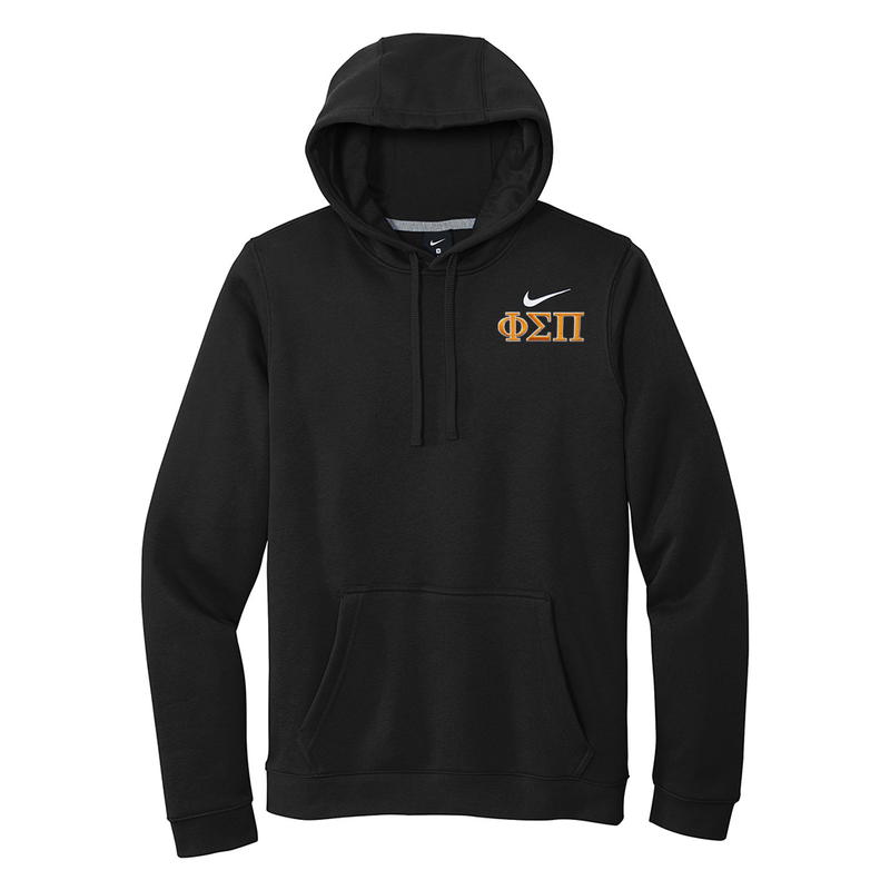 Represent your Phi Sigma Pi affiliation with this sharp Nike hoodie, showcasing small embroidered Greek letters. Your distinguished ΦΣΠ Greek letters will be neatly embroidered for a polished look.