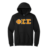 Phi Sigma Sigma Sorority Sewn on Greek Letter Gildan Hoodie