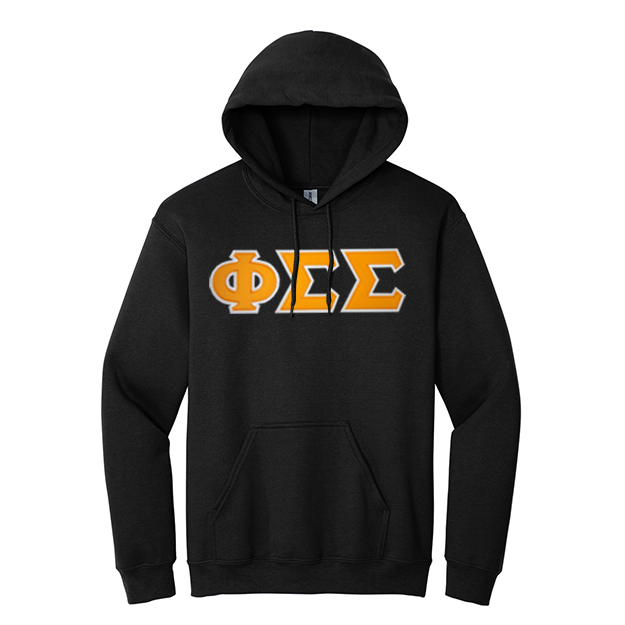 Phi Sigma Sigma Sorority Sewn on Greek Letter Gildan Hoodie
