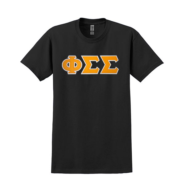 Phi Sigma Sigma Sorority Sewn on Greek Letter Gildan T-shirt
