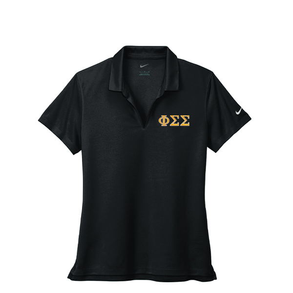 Phi Sigma Sigma Sorority Nike Ladies Dri-FIT polo with embroidered Greek letters