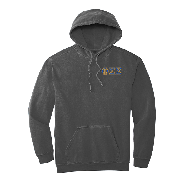 Phi Sigma Sigma Sorority Comfort Colors Embroidered Greek Letter Hooded Sweatshirt