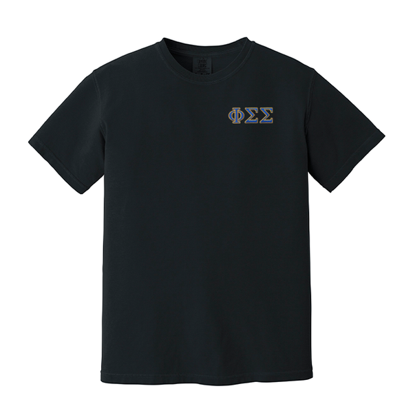 Phi Sigma Sigma Sorority Embroidered Greek Letter Comfort Colors T-shirt